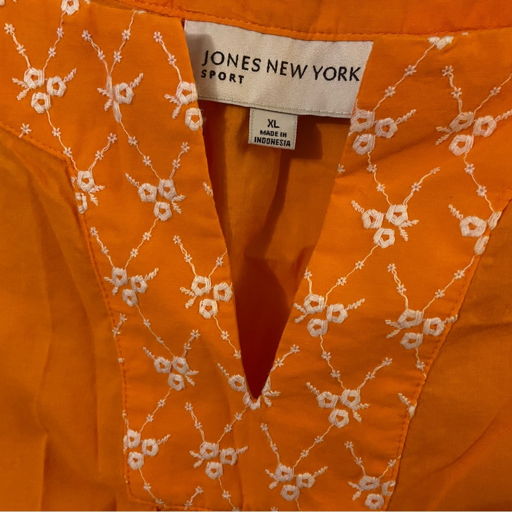 Orange embroidered tank top